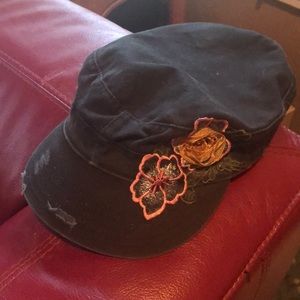 Distressed floral cap
